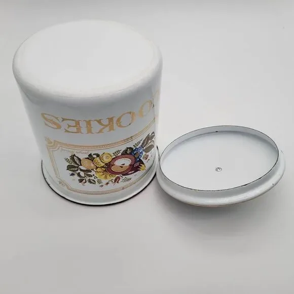Midcentury 1960's Signed Georges Briard Fruit and Flower Enamelware Canister Coo